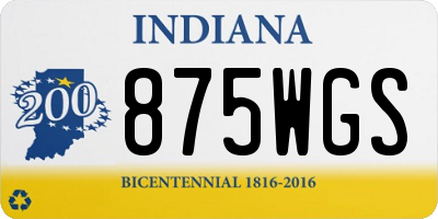 IN license plate 875WGS
