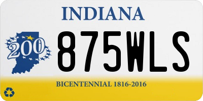 IN license plate 875WLS