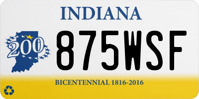 IN license plate 875WSF
