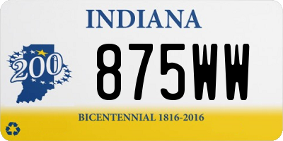 IN license plate 875WW