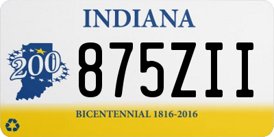 IN license plate 875ZII