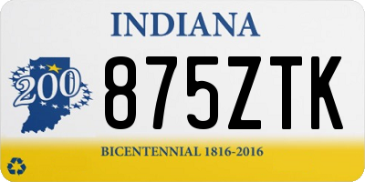 IN license plate 875ZTK