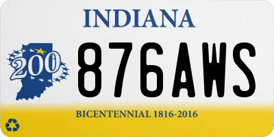 IN license plate 876AWS