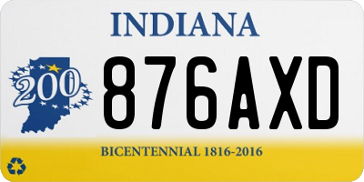 IN license plate 876AXD