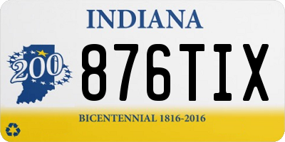 IN license plate 876TIX