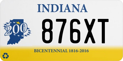 IN license plate 876XT