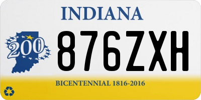 IN license plate 876ZXH