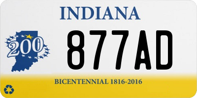 IN license plate 877AD