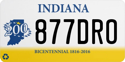 IN license plate 877DRO