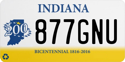IN license plate 877GNU