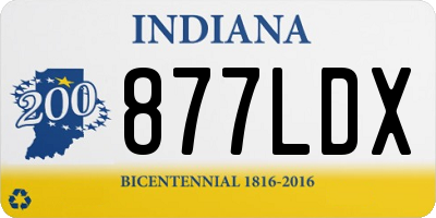 IN license plate 877LDX
