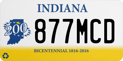 IN license plate 877MCD