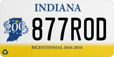 IN license plate 877ROD