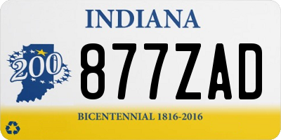 IN license plate 877ZAD