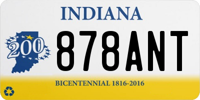IN license plate 878ANT