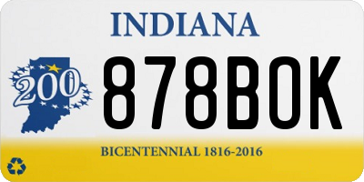 IN license plate 878BOK