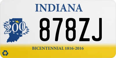 IN license plate 878ZJ
