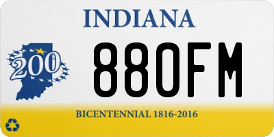 IN license plate 880FM
