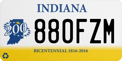 IN license plate 880FZM