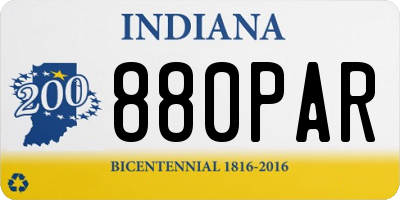 IN license plate 880PAR
