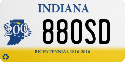 IN license plate 880SD