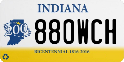 IN license plate 880WCH