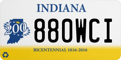 IN license plate 880WCI