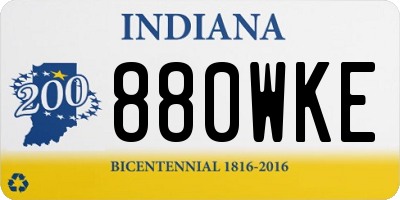 IN license plate 880WKE