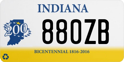 IN license plate 880ZB