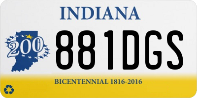 IN license plate 881DGS