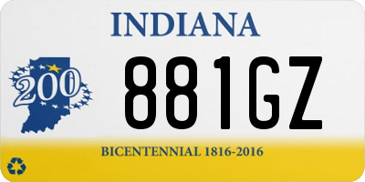 IN license plate 881GZ