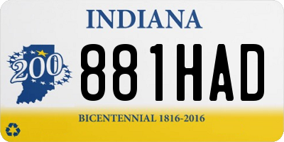 IN license plate 881HAD