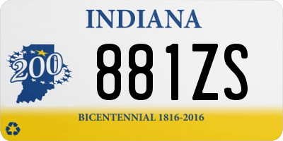 IN license plate 881ZS