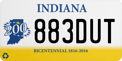 IN license plate 883DUT