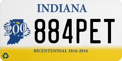 IN license plate 884PET
