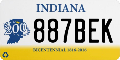 IN license plate 887BEK