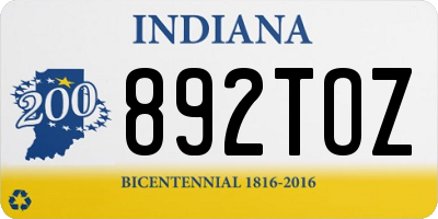 IN license plate 892TOZ