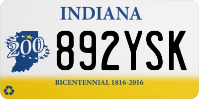 IN license plate 892YSK
