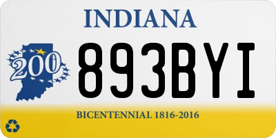IN license plate 893BYI