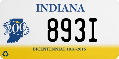 IN license plate 893I