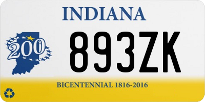 IN license plate 893ZK
