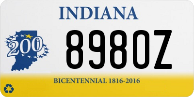 IN license plate 898OZ