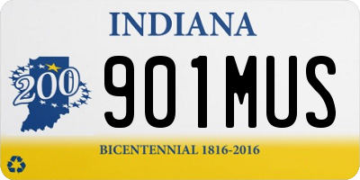 IN license plate 901MUS