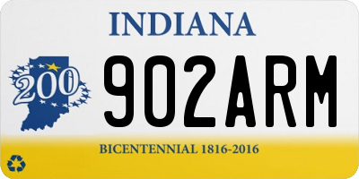IN license plate 902ARM
