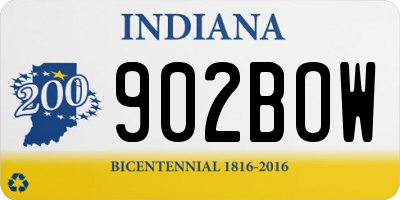IN license plate 902BOW