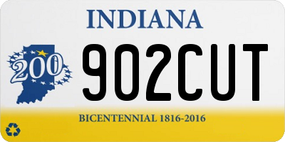 IN license plate 902CUT
