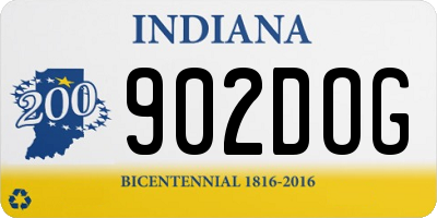 IN license plate 902DOG
