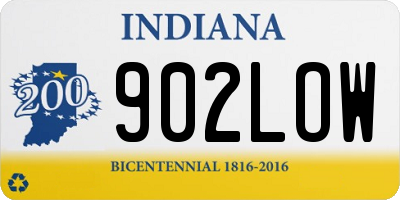 IN license plate 902LOW