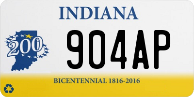 IN license plate 904AP