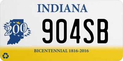 IN license plate 904SB
